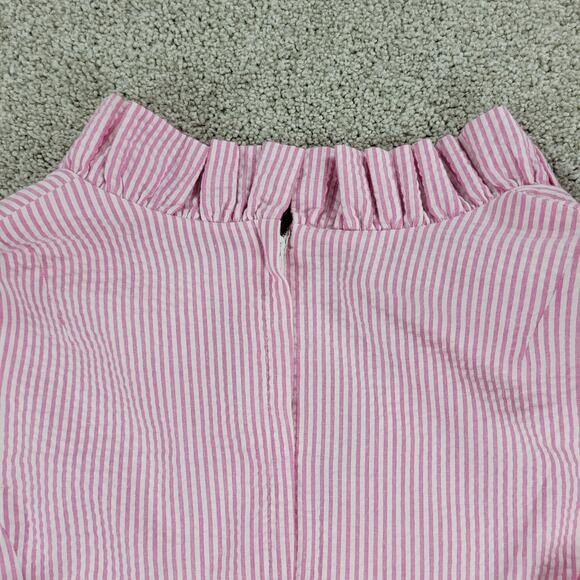 Lilly Pulitzer Adeline Dress Womens 2 Pink White Stripe Seersucker Mini Ruffles - Picture 9 of 12